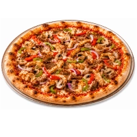 Tomatensaus,kaas, shoarma, kipfilet paprika, ui en champignons.
