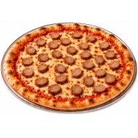 Kinderpizza met mozarella en stukjes frikandel