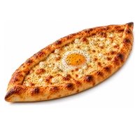 Pide met kaas, fetakaas en ei.