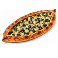 Pide met fetakaas en spinazie.