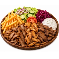 Onze Mix schotel bestaat uit kipfilet, shoarma en doner.