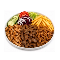 Onze Mix schotel bestaat uit kipfilet, shoarma en doner.