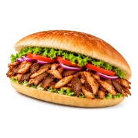 Turk brood met doner- en kipdoner, salade en saus naar keuze.