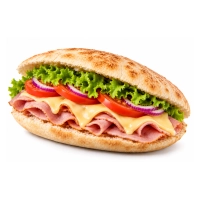 Pita broodje met kaas en ham