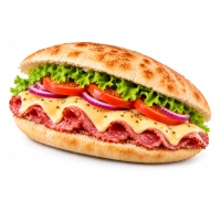 Pita broodje met kaas en salami.
